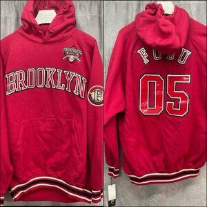 VINTAGE 90s Y2K FUBU Athletics Brooklyn Hoodie Sweatshirt Mens XL NWT Deadstock